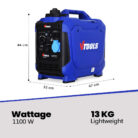 VTOOLS 1100W Recoil Silent Portable Generator